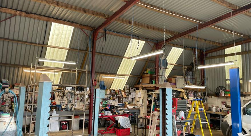 Low bay lighting installed by Two Moors Electrical, Devon