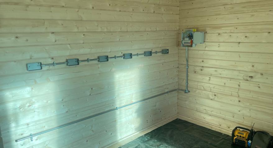 Outbuilding sockets installed by Two Moors Electrical, Devon