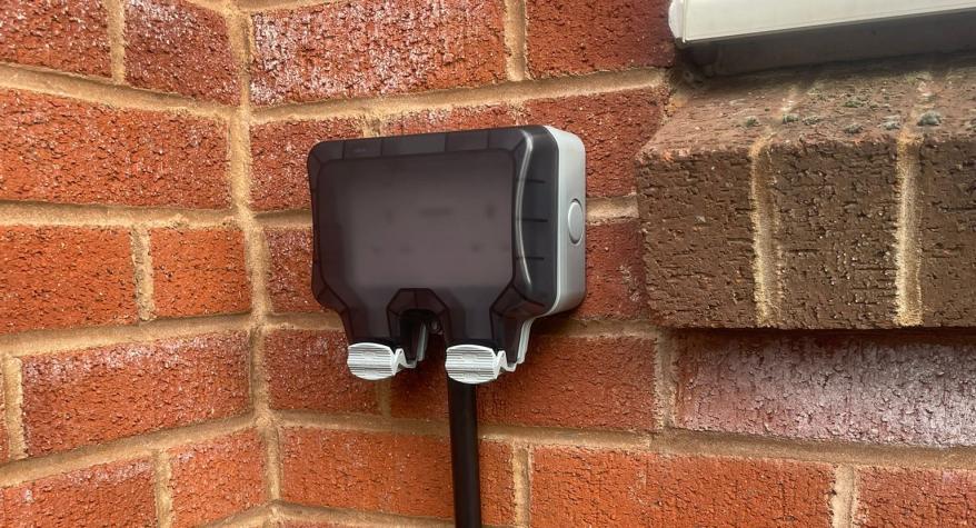 Outside socket installed by Two Moors Electrical, Devon